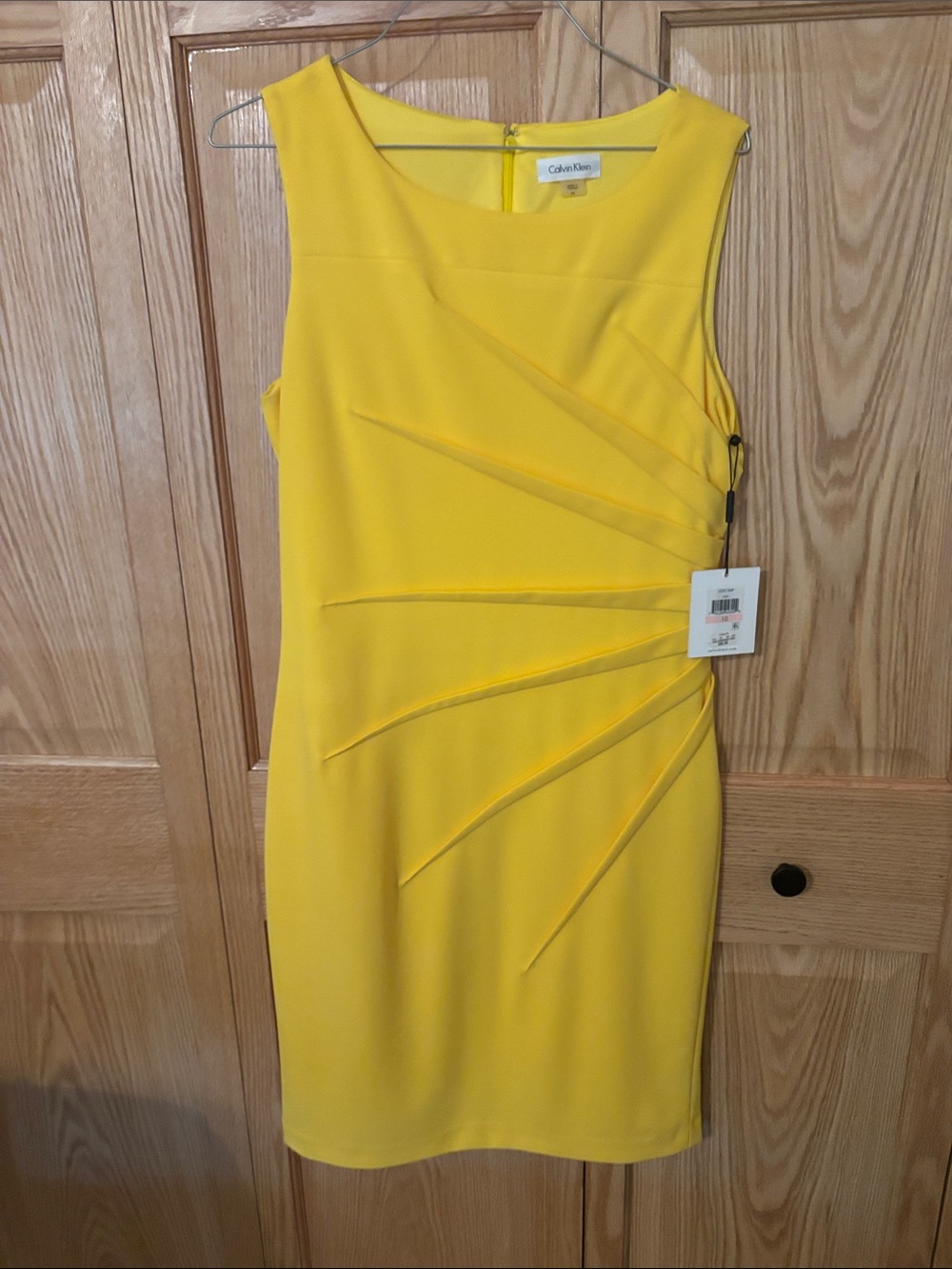 Calvin Klein Bright Yellow Sleeveless Midi Sheath Dress